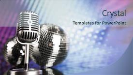  Presentation with disco balls - Presentation theme featuring music background microphone and disco background and a sky blue colored foreground