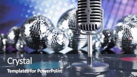  Presentation with disco balls - Colorful slide set enhanced with music background microphone and disco backdrop and a  colored foreground