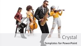  Presentation with music band - Theme consisting of music-band-consisting-of-female background and a white colored foreground