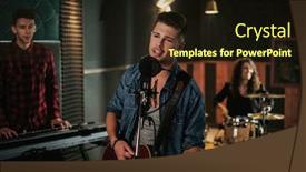  Presentation with music band - Slide deck having music-band-having-rehearsal background and a wine colored foreground