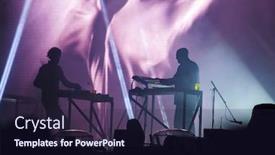  Presentation with music band - Audience pleasing slide deck consisting of music band silhouette night entertainment music festival backdrop and a navy blue colored foreground