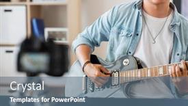  Presentation with live video streaming - Presentation theme featuring music-blogging-and-people-concept background and a ocean colored foreground