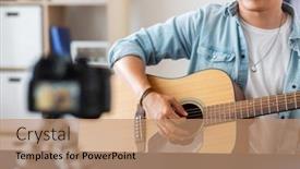  Presentation with live video streaming - PPT layouts having music-blogging-and-people-concept background and a  colored foreground