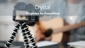  Presentation with live video streaming - Theme with music-blogging-and-technology-concept background and a gray colored foreground