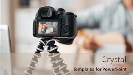  Presentation with live video streaming - Slide set consisting of music-blogging-and-technology-concept background and a mint green colored foreground