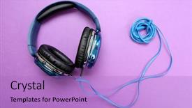  Presentation with rich purple - Audience pleasing slide deck consisting of music blues - headphones on purple background backdrop and a light blue colored foreground