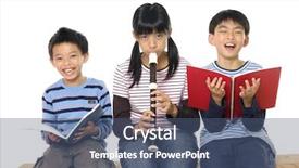  Presentation with music kids - Presentation theme having music book - kids learning with girl playing background and a ocean colored foreground