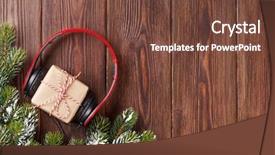 Presentation with christmas gift wrap - Amazing slide deck having music border - christmas gift box with headphones backdrop and a tawny brown colored foreground