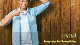  Presentation with music border - Theme with music border - young african american woman wearing background and a tawny brown colored foreground