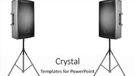  Presentation with audio professional - Colorful PPT theme enhanced with music box - professional audio speakers pa backdrop and a white colored foreground