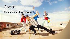  Presentation with keberagaman culture indonesia - Audience pleasing PPT theme consisting of music box - sport dancing and urban culture backdrop and a light blue colored foreground