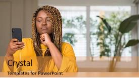  Presentation with african american culture - Presentation theme consisting of music brain - african american woman using smartphone background and a gold colored foreground