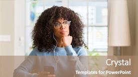  Presentation with african american presenter - PPT theme having music brain - beautiful african american woman using background and a coral colored foreground