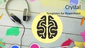  Presentation with music brain - Presentation theme with music brain - digital composition of headphones background and a soft green colored foreground