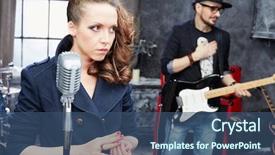 Presentation with lead - Amazing presentation theme having music brain - female lead vocal and guitarist backdrop and a ocean colored foreground
