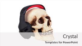  Presentation with music brain - Audience pleasing slide set consisting of music brain - human skull in headphones isolated backdrop and a white colored foreground