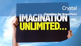  Presentation with imagination - Colorful slide set enhanced with music brain - imagination unlimited card with sky backdrop and a teal colored foreground