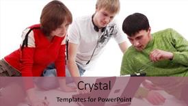  Presentation with music brain - Colorful slide deck enhanced with music brain - portrait of a young people backdrop and a coral colored foreground