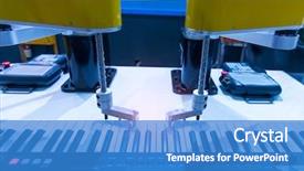  Presentation with robot - Slide deck having music brain - robot with vacuum suckers play background and a teal colored foreground