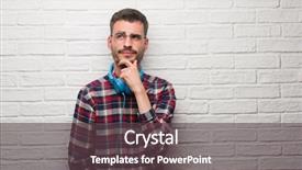  Presentation with questions question marks idea - PPT layouts enhanced with music brain - young adult man over brick background and a  colored foreground