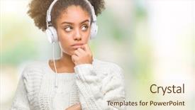  Presentation with native american feather - PPT layouts with music brain - young afro american woman wearing background and a cream colored foreground