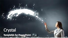  Presentation with painting walls paint roller - Colorful PPT theme enhanced with music brain - young pretty businesswoman holding paint backdrop and a tawny brown colored foreground