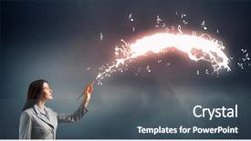 Presentation with music brain - PPT layouts enhanced with music brain - young pretty businesswoman holding paint background and a dark gray colored foreground