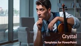  Presentation with young children playing multicultural - Slide set featuring music cello dark room - young musician man practicing playing background and a  colored foreground