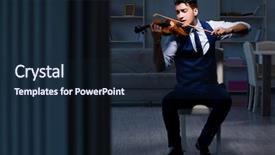  Presentation with young - PPT theme having music cello dark room - young musician man practicing playing background and a wine colored foreground