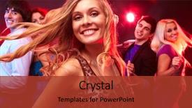  Presentation with dancing - Theme having music center - young blond dancing looking background and a red colored foreground