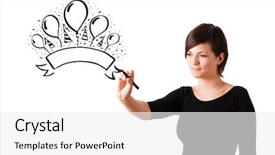  Presentation with party - Audience pleasing slide set consisting of music certificate - young girl drawing a party backdrop and a  colored foreground