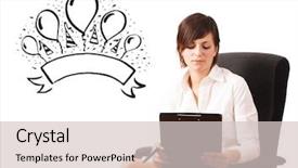  Presentation with party - Slides enhanced with music certificate - young girl presenting a party background and a  colored foreground