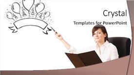  Presentation with party - Colorful presentation design enhanced with music certificate - young girl presenting a party backdrop and a  colored foreground