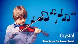  Presentation with music note blue - Presentation consisting of cute little boy playing violin background and a teal colored foreground