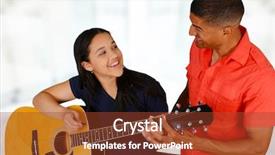  Presentation with teenage girl - Colorful presentation enhanced with music teacher - teenage girl playing the guitar backdrop and a tawny brown colored foreground