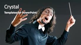  Presentation with conductor - Theme having music concept with passionate conductor background and a dark gray colored foreground