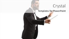  Presentation with conductor - Presentation theme consisting of music-conductor-directing-a-performance and a white colored foreground