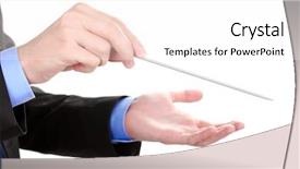  Presentation with music conductor hands baton - PPT layouts having music conductor hands with baton background and a white colored foreground