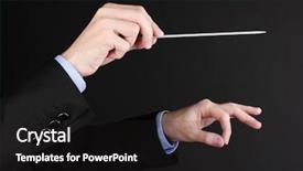  Presentation with orchestra conductor - Beautiful slides featuring symphony orchestra - music conductor hands with baton backdrop and a dark gray colored foreground