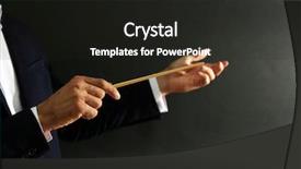  Presentation with orchestra conductor - Slide deck consisting of orchestra leadership - music conductor hands with baton background and a dark gray colored foreground