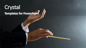 Presentation with music conductor hands baton - PPT layouts with music conductor hands with baton background and a dark gray colored foreground