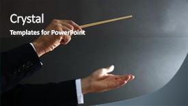  Presentation with conductor - Slide deck consisting of music conductor hands with baton background and a dark gray colored foreground