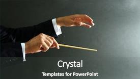  Presentation with music conductor hands baton - Amazing PPT theme having music conductor hands with baton backdrop and a dark gray colored foreground