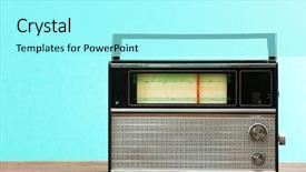  Presentation with retro radio - Colorful presentation theme enhanced with music congratulations - old retro radio on table backdrop and a  colored foreground