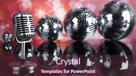  Presentation with sound waves - PPT theme with music congratulations - retro style microphone on sound background and a tawny brown colored foreground