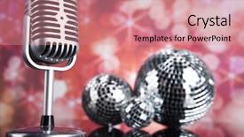  Presentation with disco balls - Presentation design enhanced with music congratulations - sound waves microphone with disco background and a coral colored foreground