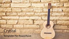  Presentation with country music - Presentation theme enhanced with music country - classic guitar over old brickwall background and a coral colored foreground