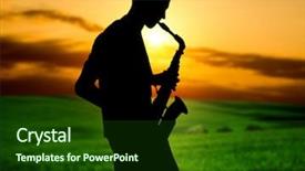  Presentation with green grass under the snow - Slides consisting of music country - green grass under blue sky background and a forest green colored foreground