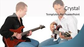  Presentation with two men on a judo - Amazing presentation theme having music country - two sitting men play backdrop and a  colored foreground