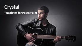  Presentation with music man in suit guitar - Beautiful slides featuring music country - young man playing the guitar backdrop and a dark gray colored foreground